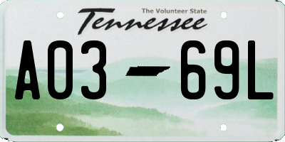 TN license plate A0369L