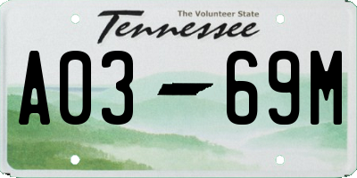 TN license plate A0369M