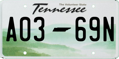 TN license plate A0369N