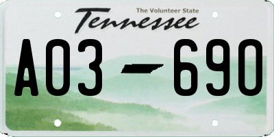 TN license plate A0369O