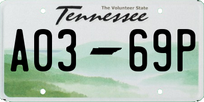 TN license plate A0369P