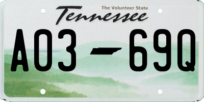 TN license plate A0369Q