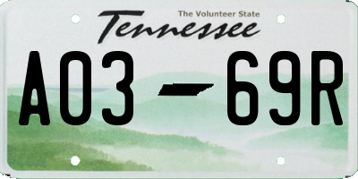 TN license plate A0369R