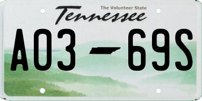 TN license plate A0369S