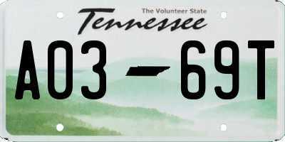 TN license plate A0369T