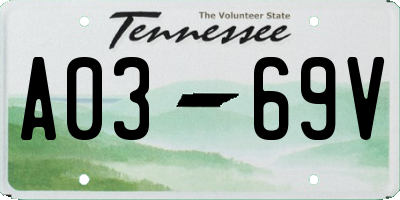 TN license plate A0369V