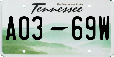 TN license plate A0369W