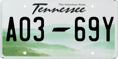 TN license plate A0369Y