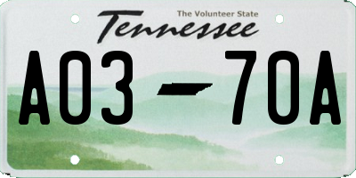 TN license plate A0370A