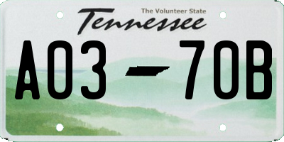 TN license plate A0370B