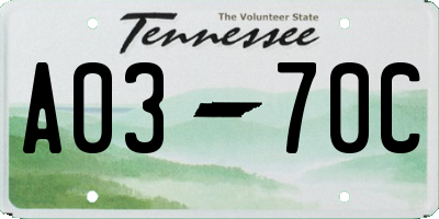 TN license plate A0370C