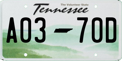 TN license plate A0370D
