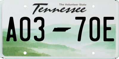 TN license plate A0370E