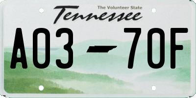 TN license plate A0370F