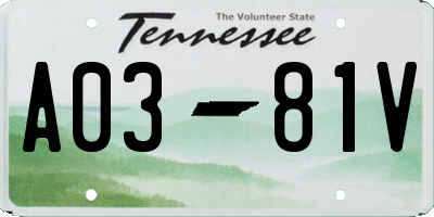 TN license plate A0381V