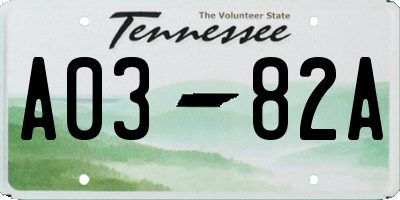 TN license plate A0382A