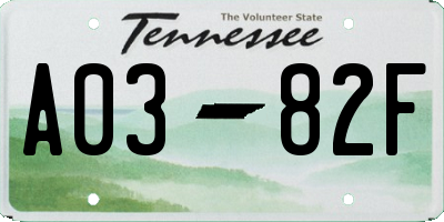 TN license plate A0382F