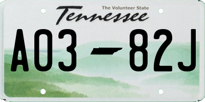 TN license plate A0382J