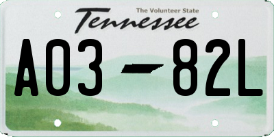 TN license plate A0382L