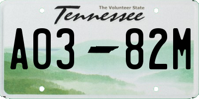 TN license plate A0382M
