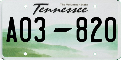 TN license plate A0382O