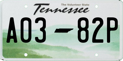 TN license plate A0382P