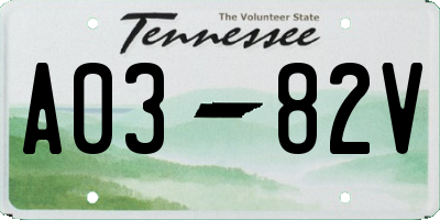 TN license plate A0382V
