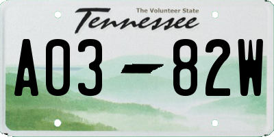 TN license plate A0382W