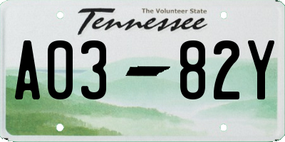TN license plate A0382Y