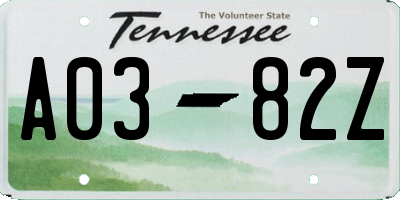 TN license plate A0382Z