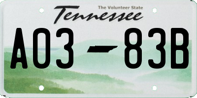 TN license plate A0383B