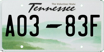 TN license plate A0383F