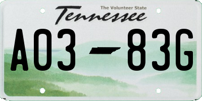 TN license plate A0383G