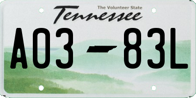 TN license plate A0383L