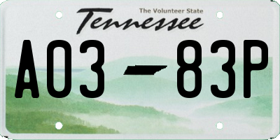 TN license plate A0383P