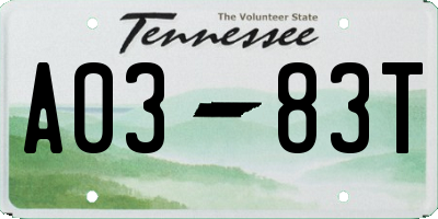 TN license plate A0383T