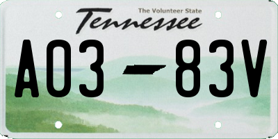TN license plate A0383V