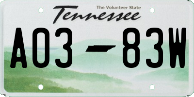 TN license plate A0383W