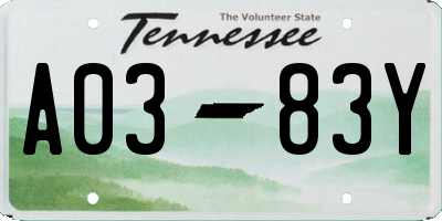 TN license plate A0383Y