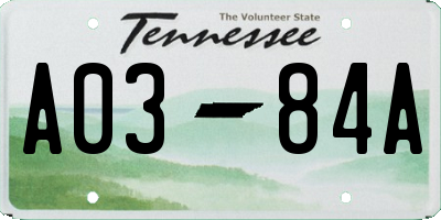 TN license plate A0384A