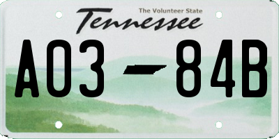 TN license plate A0384B