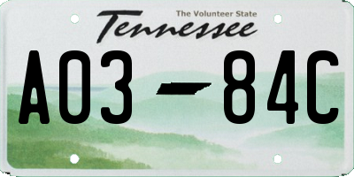 TN license plate A0384C