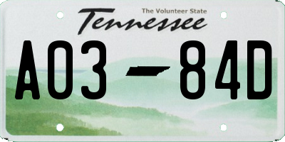 TN license plate A0384D