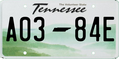 TN license plate A0384E