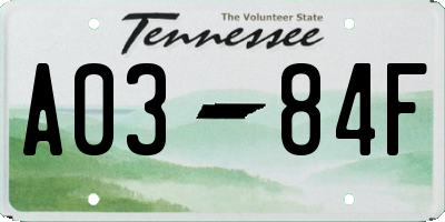 TN license plate A0384F