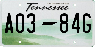 TN license plate A0384G