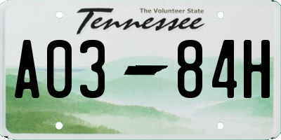 TN license plate A0384H