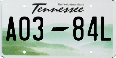 TN license plate A0384L