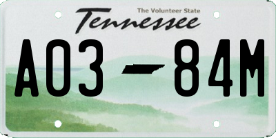 TN license plate A0384M