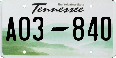 TN license plate A0384O
